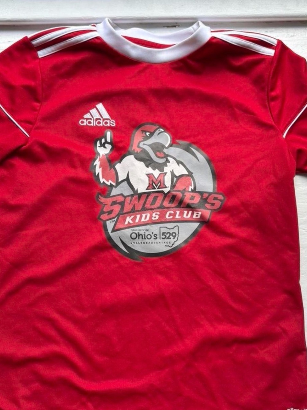 adidas Red Kids 'Swoop's Kids Club' Short Sleeve Shirt